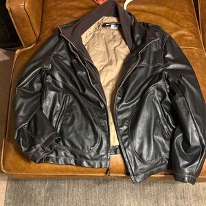 Columbia Black Leather Bomber Jacket